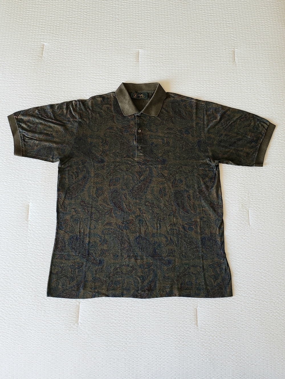 NWOT! BOBBY JONES Men's All Cotton Paisley Polo Shirt (L) Green {Made In Italy}